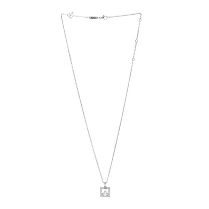 Chopard 18K White Gold Diamond Happy Diamonds Square Pendant Necklace 2 of 6