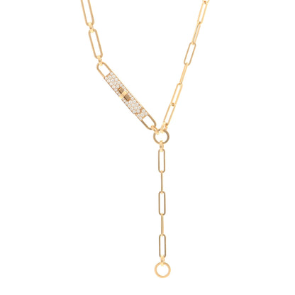 Hermes 18K Rose Gold Diamond Pave PM Kelly Chaine Lariat Necklace ST 2 of 7