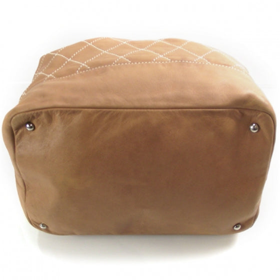 Chanel Leather Contrast Stitch Drawstring Tote 5 of 13