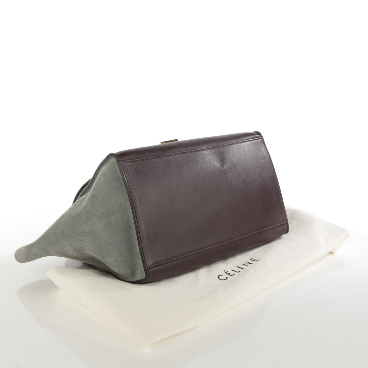 Celine Smooth Calfskin Suede Medium Tri-Color Trapeze Dark Grey 4 of 8