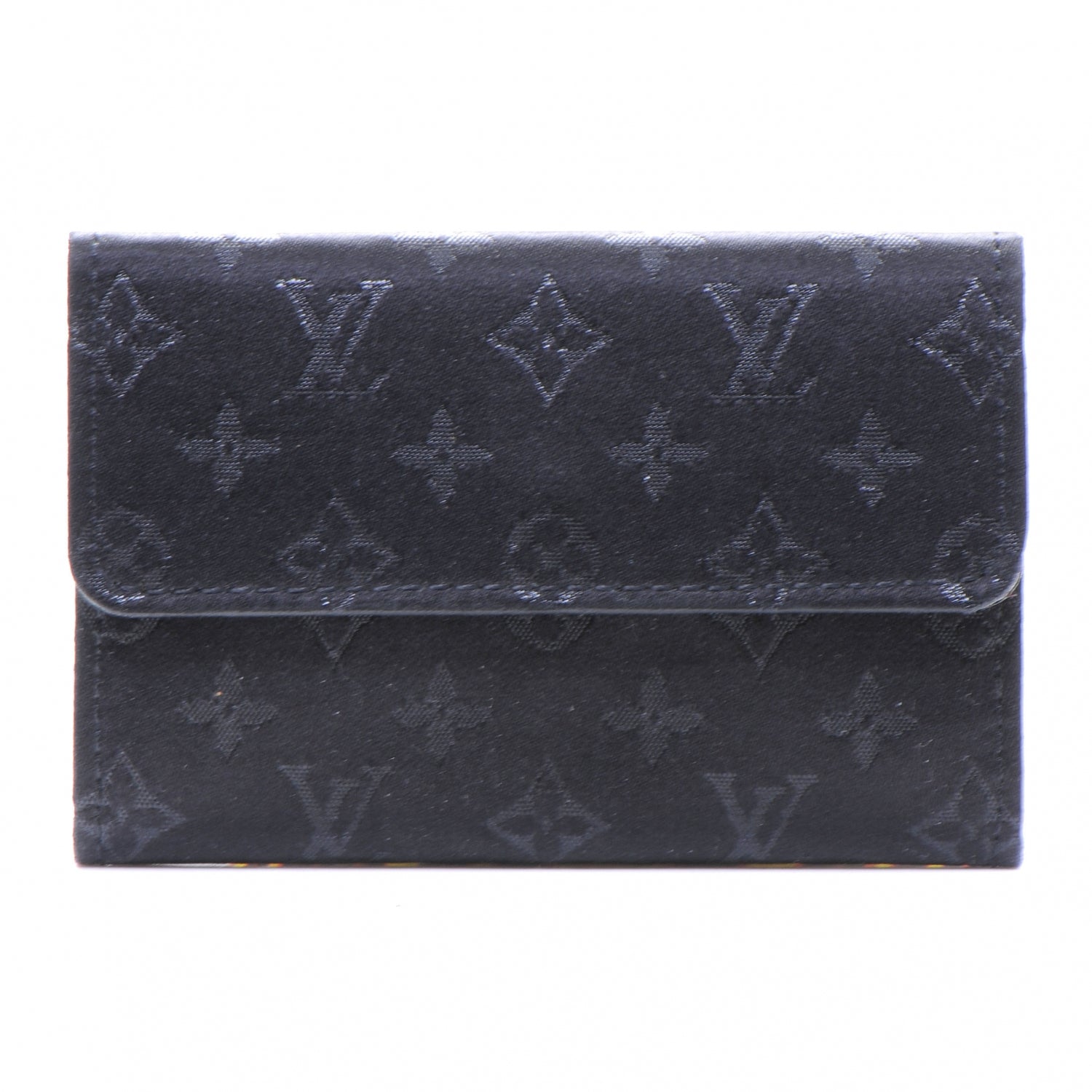Louis Vuitton Satin Monogram Porte-Monnaie Snap Wallet Black 1 of 5