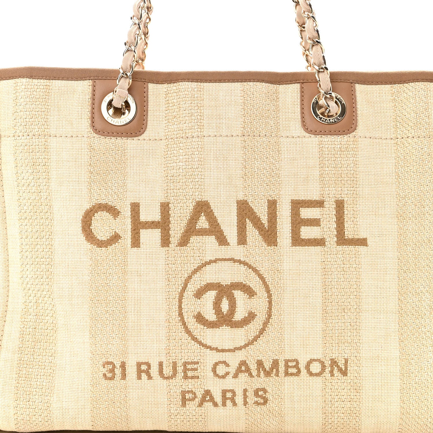 Chanel Mixed Fibers Calfskin Striped Small Deauville Tote Beige 8 of 10