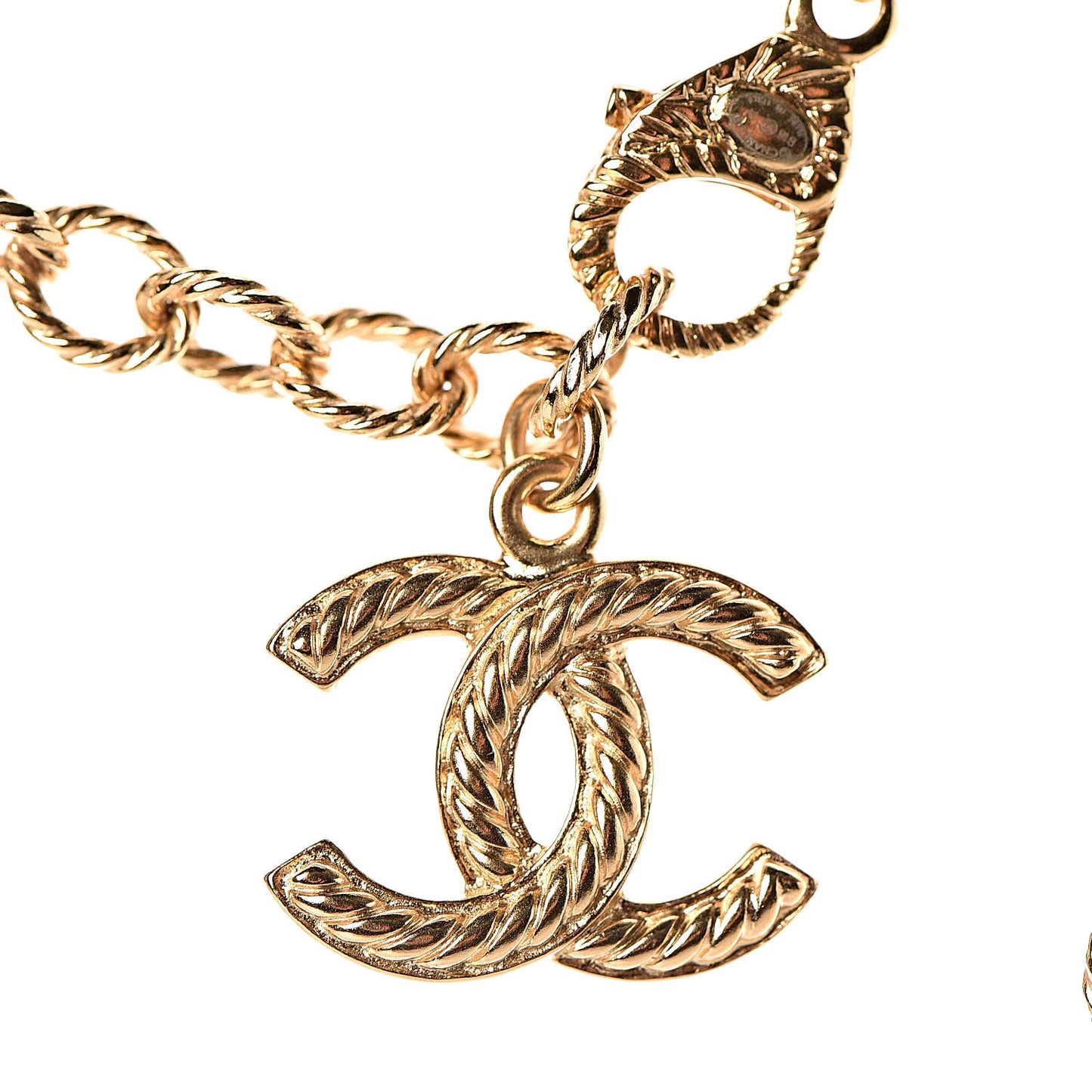 Resin Chain CC Pendant Necklace Gold Black