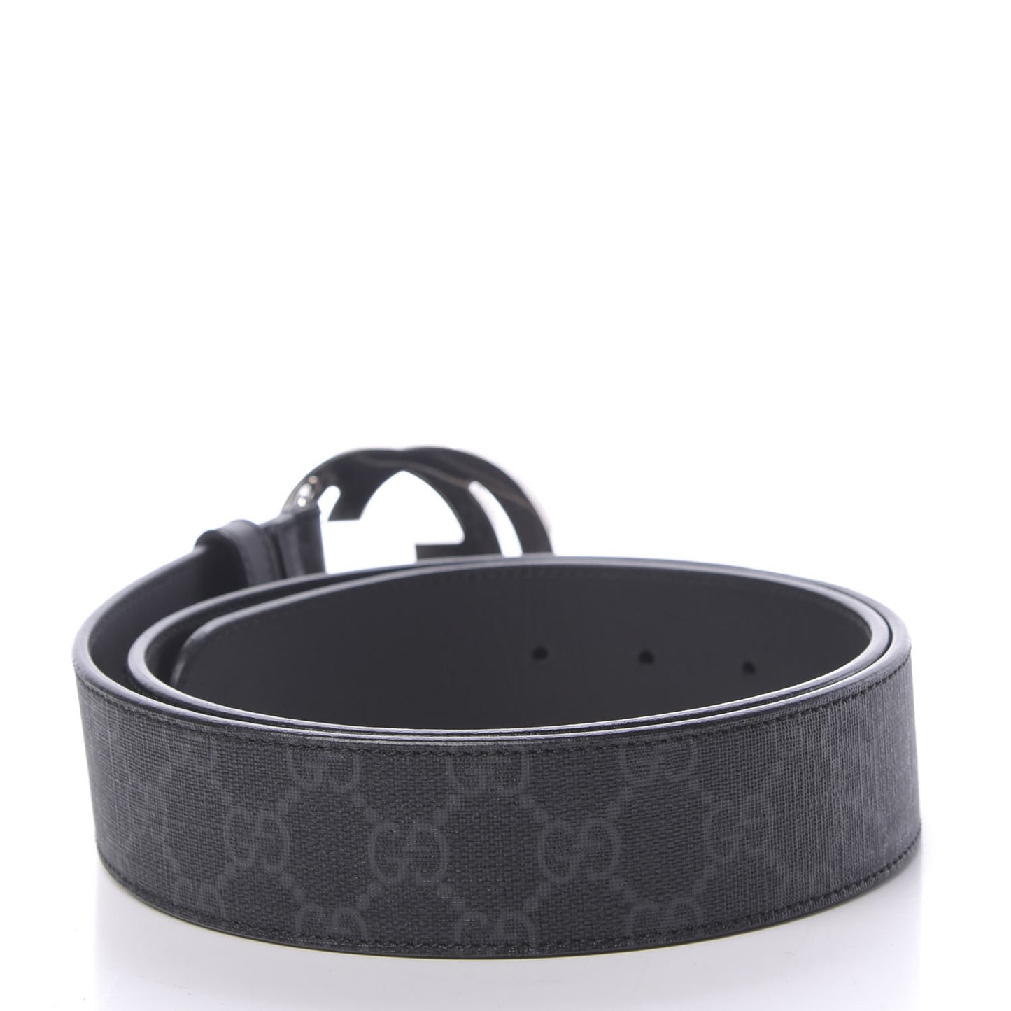 GG Supreme Monogram Selleria Calfskin Interlocking G 40mm Belt 90 36 Black Grey