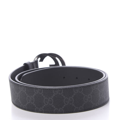 Gucci GG Supreme Monogram Selleria Calfskin Interlocking G 40mm Belt 90 36 Black Grey 2 of 6