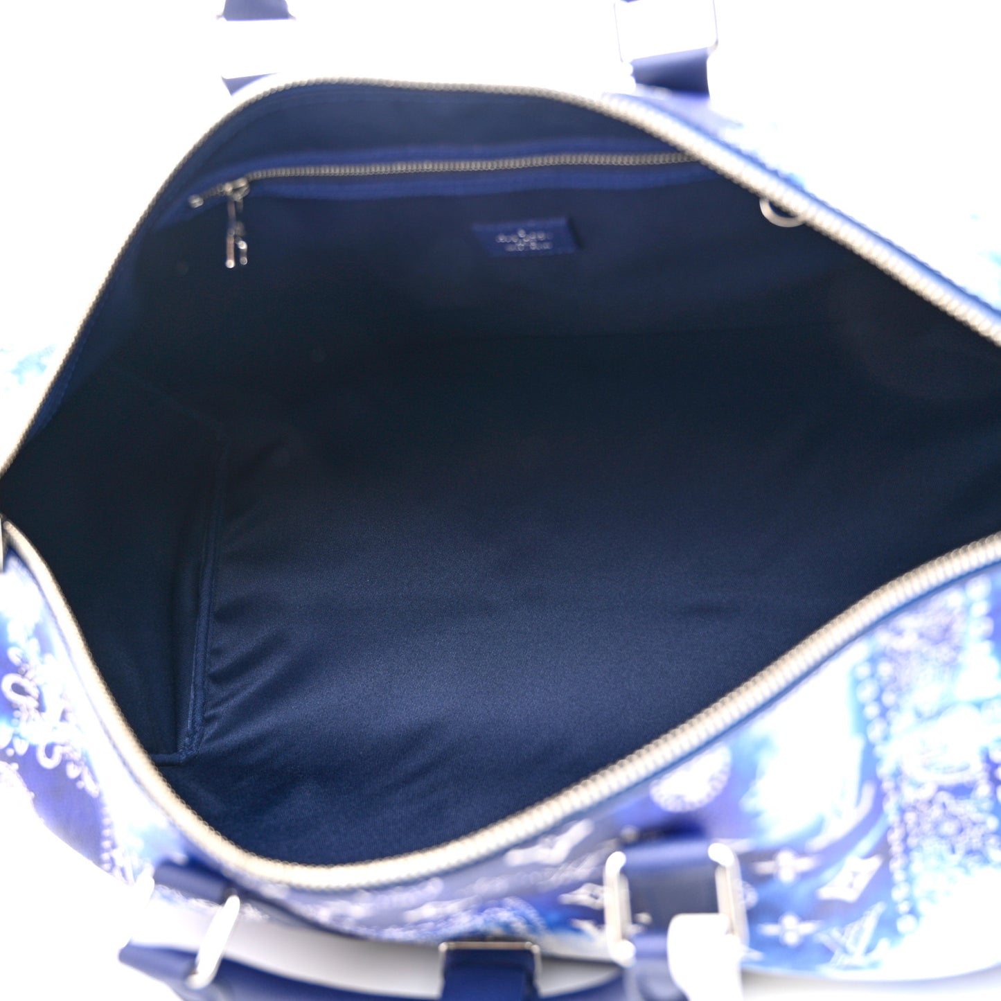 Cowhide Monogram Bandana Keepall Bandouliere 50 Blue