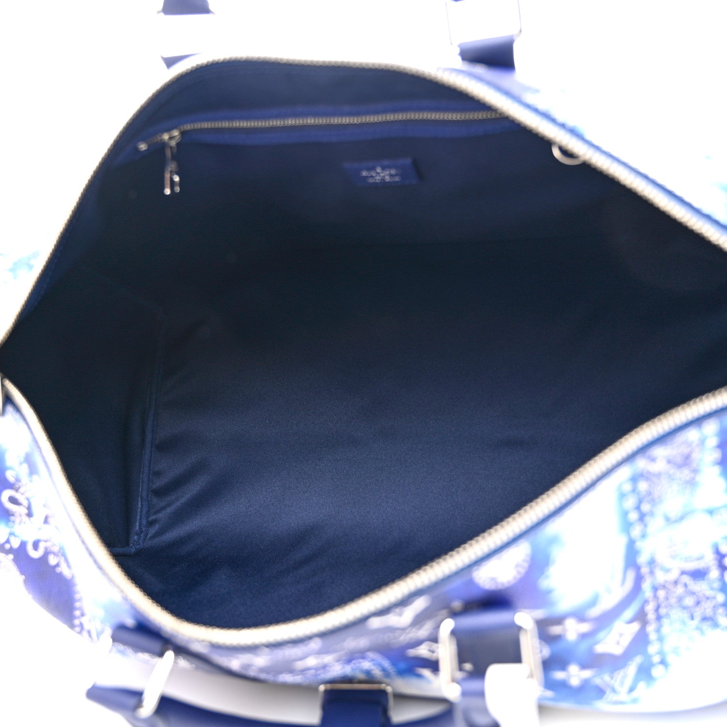 Louis Vuitton Cowhide Monogram Bandana Keepall Bandouliere 50 Blue 4 of 9