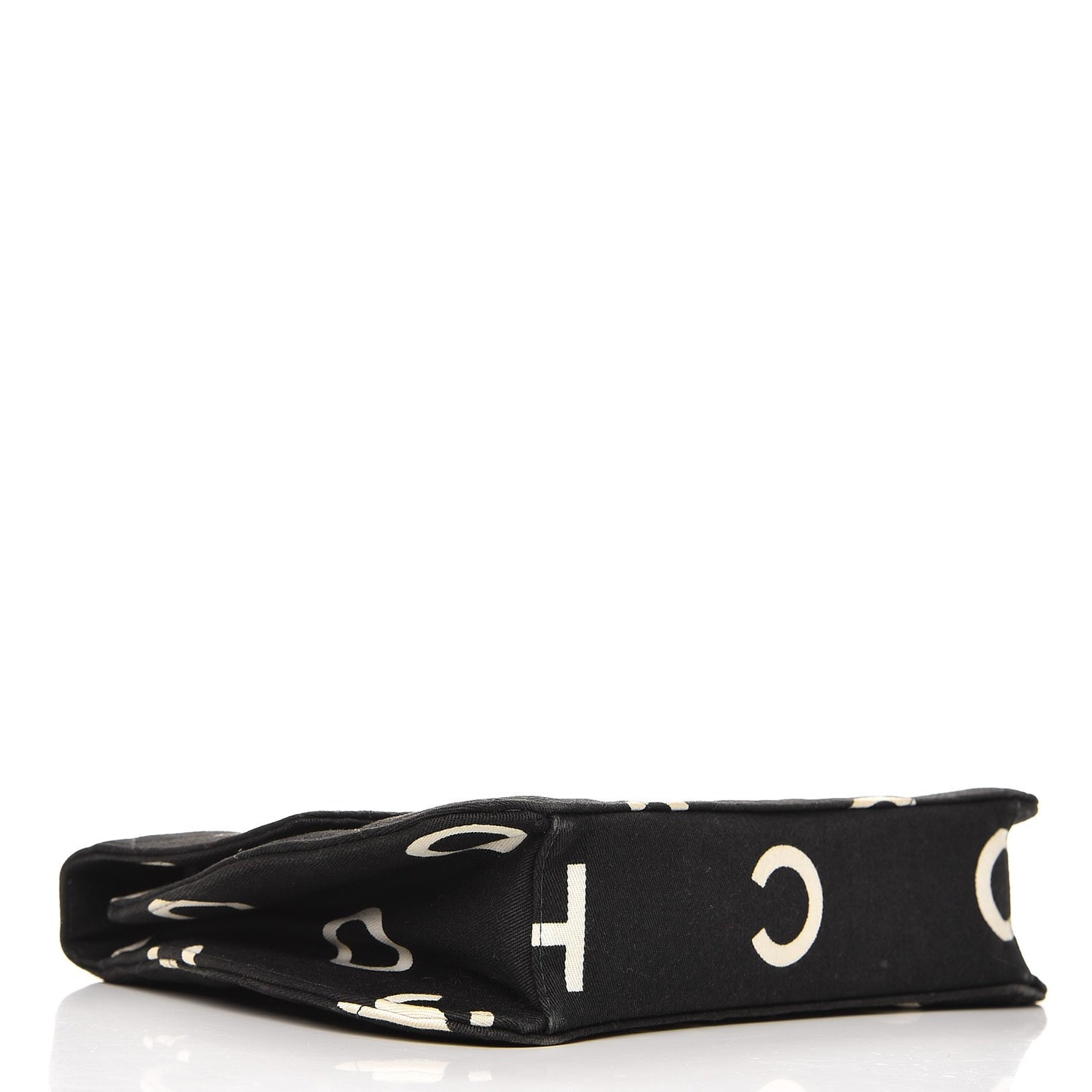 Canvas Quilted Letter Printed Flap Black