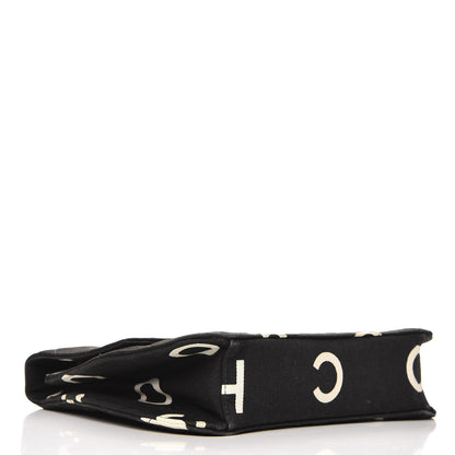 Chanel Canvas Quilted Letter Printed Flap Black 4 of 11