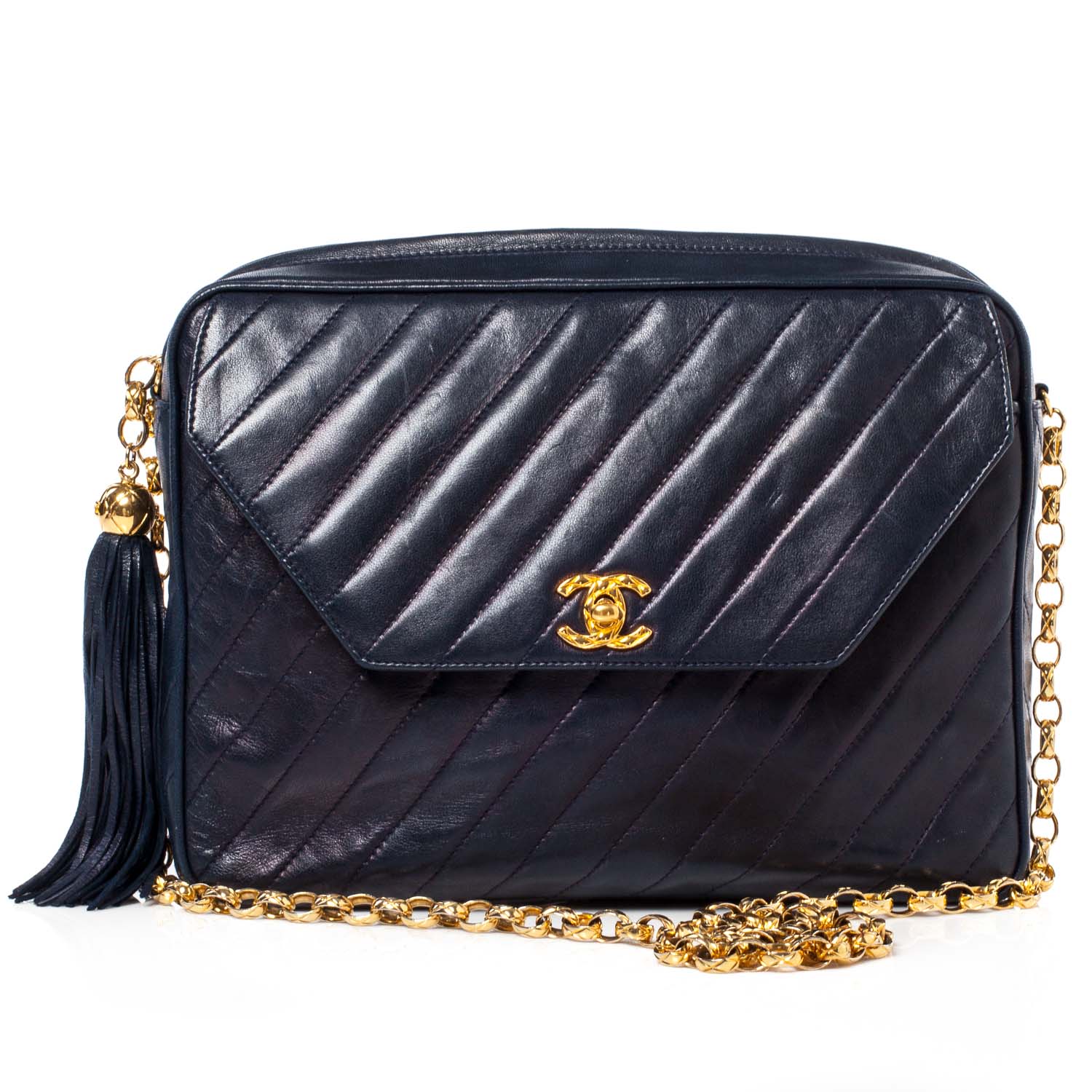 Chanel Lambskin Tassel Camera Case Navy 1 of 11