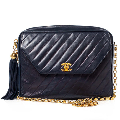 Chanel Lambskin Tassel Camera Case Navy 1 of 11
