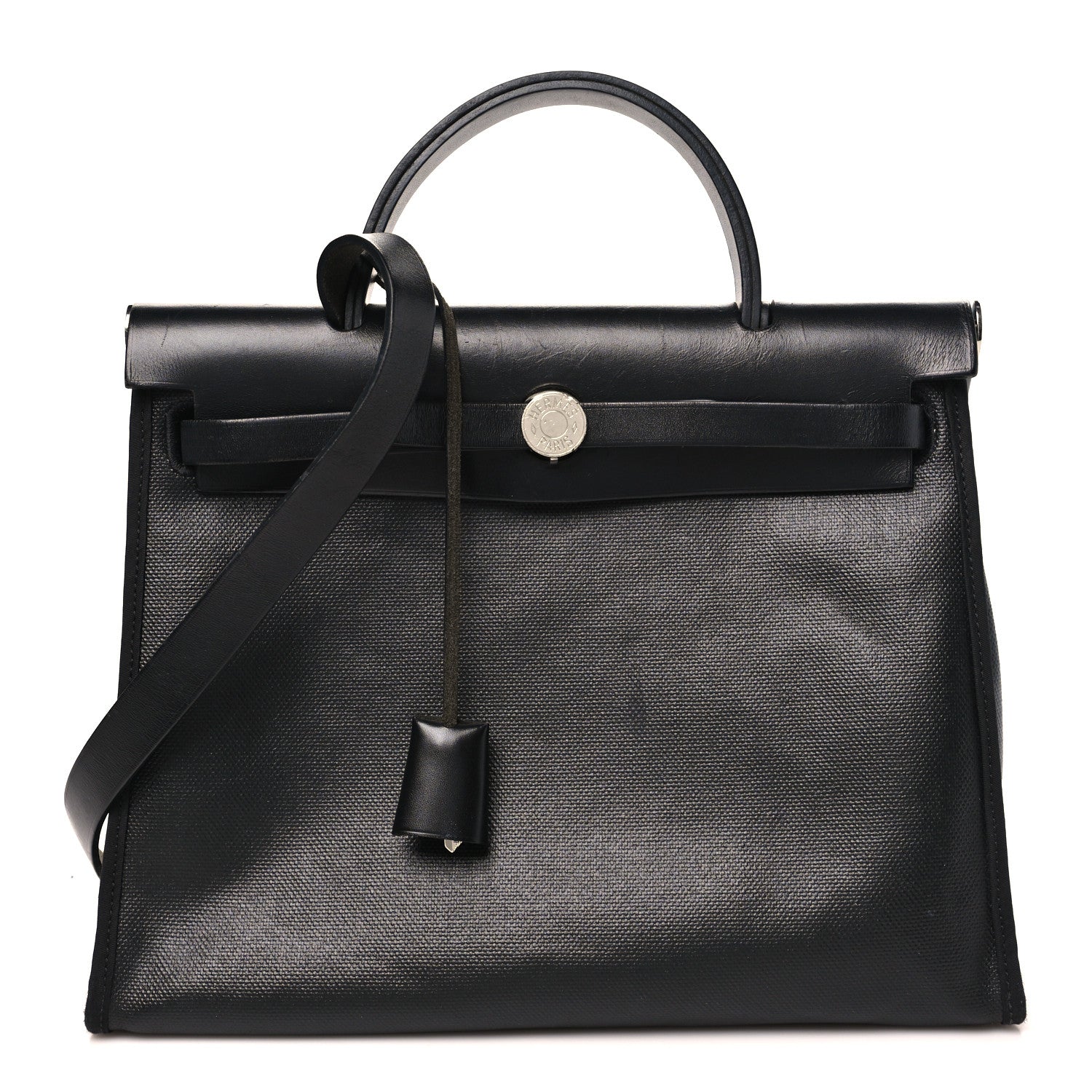 Hermes Toile H Berline Vache Hunter Herbag Zip PM 31 Black Ecru 1 of 12