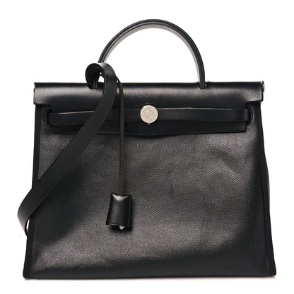 Hermes Toile H Berline Vache Hunter Herbag Zip PM 31 Black Ecru 1 of 12