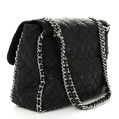 Chanel Washed Lambskin Quilted Maxi Chain Around Flap Black 3 of 11