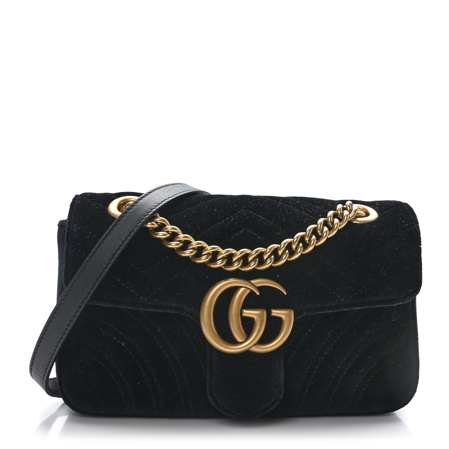 Velvet Matelasse Mini GG Marmont Shoulder Bag Black