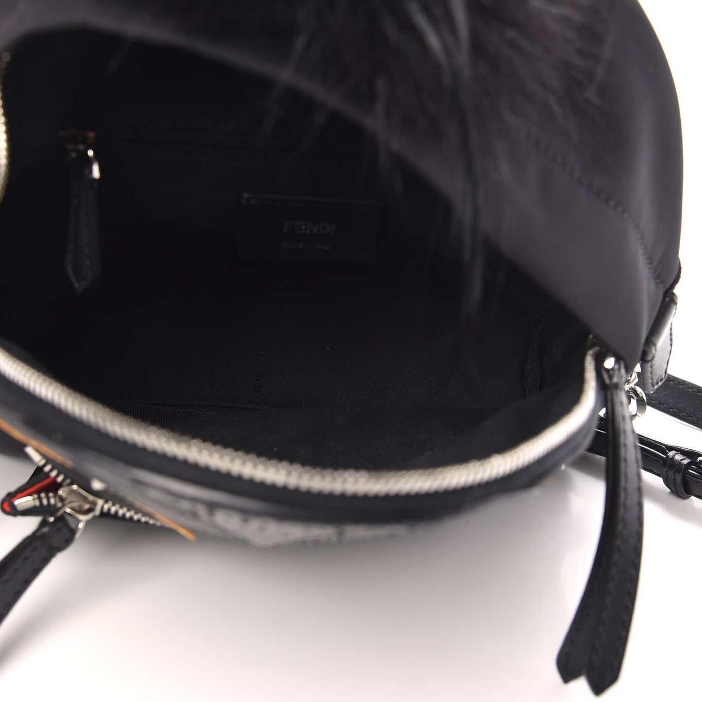 Nylon Vitello Dolce Goat Fox Fur Crocodile Monster Eyes Mini Backpack Black Sunflower