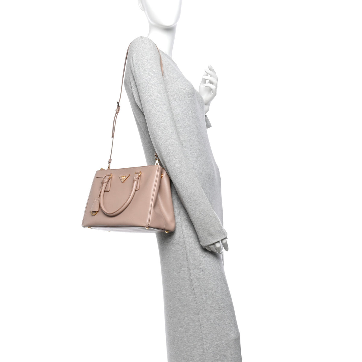 Saffiano Lux Small Galleria Double Zip Tote Cammeo