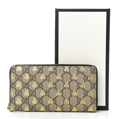 Gucci GG Supreme Monogram Bees Zip Around Wallet 9 of 9