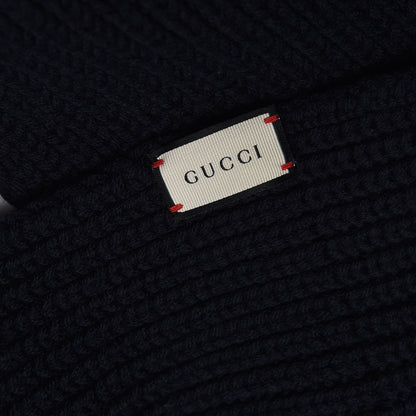 Gucci Wool Knit Scarf Navy 5 of 5