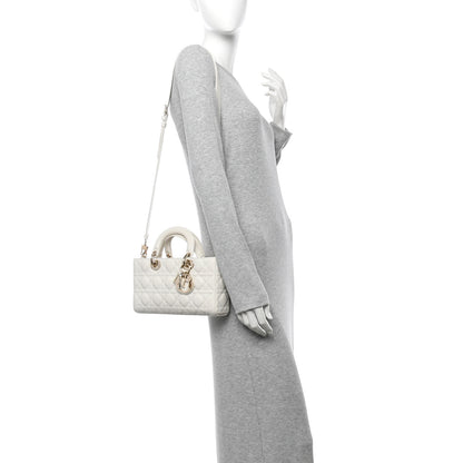 Christian Dior Calfskin Cannage Lady D-Joy White 2 of 10