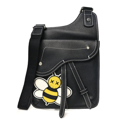Christian Dior X KAWS Grained Calfskin Bee Saddle Pouch Black 1 of 8