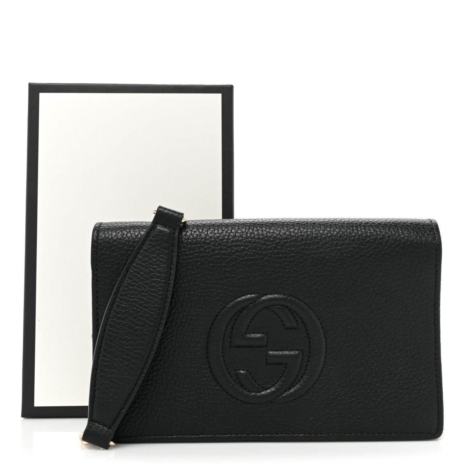 Gucci Pebbled Calfskin Soho Wallet On Chain Black 10 of 10