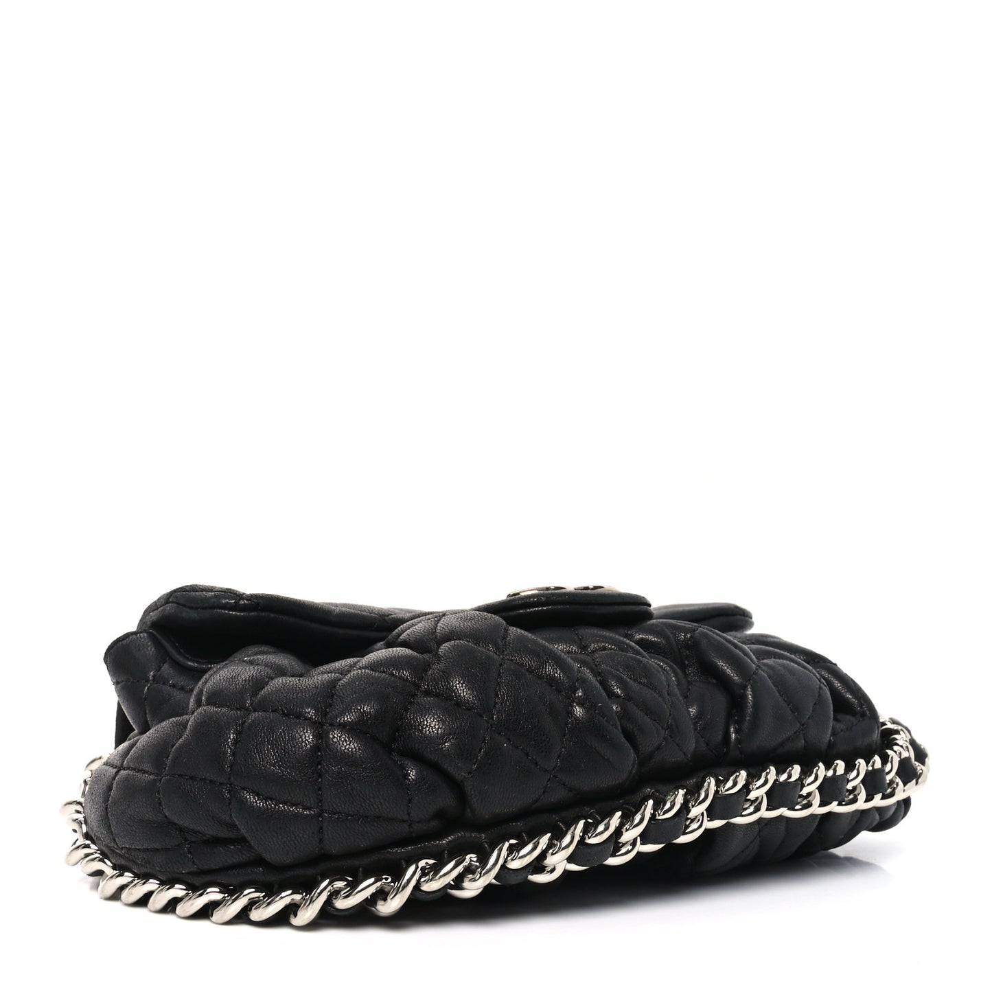 Washed Lambskin Quilted Mini Chain Around Flap Black