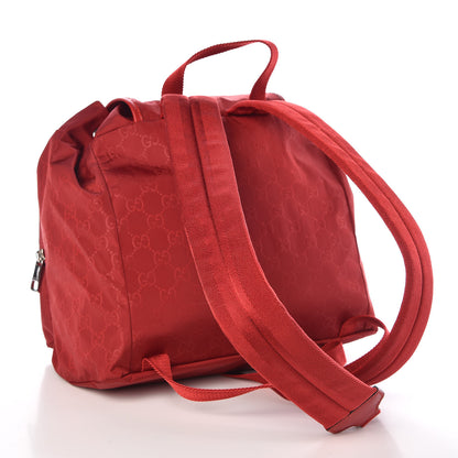 Gucci Nylon Monogram Dollar Calfskin Medium Light Single Buckle Backpack Vibrant Red 3 of 9