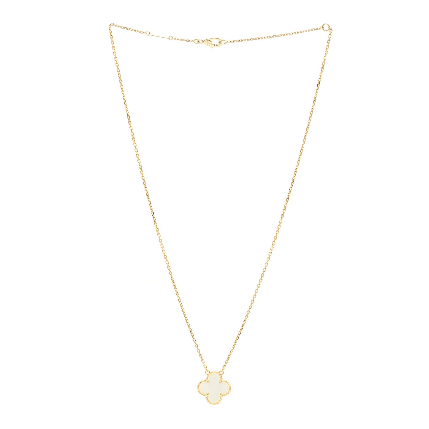 18K Yellow Gold Mother of Pearl Vintage Alhambra Pendant Necklace