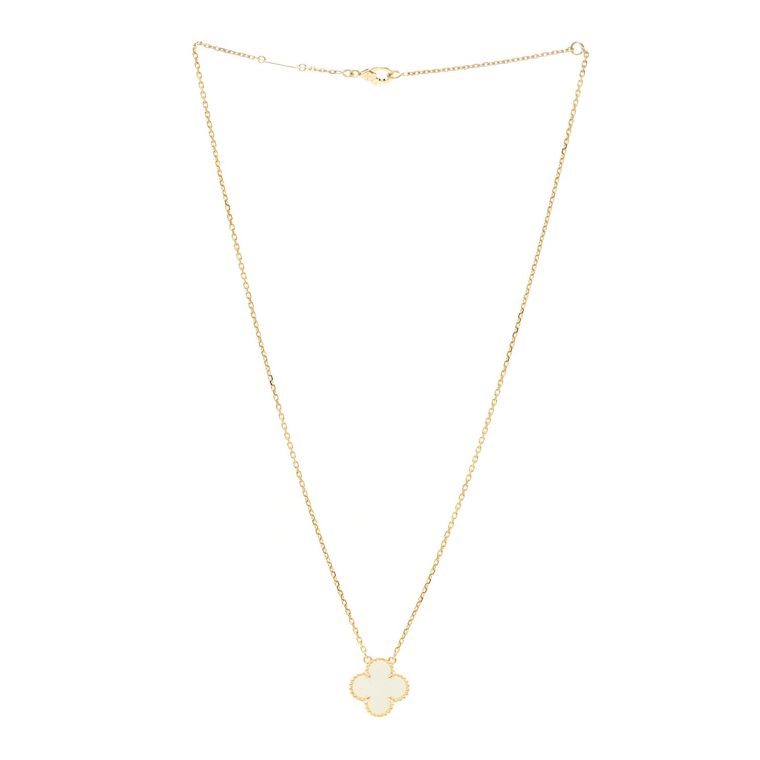 Van Cleef & Arpels 18K Yellow Gold Mother of Pearl Vintage Alhambra Pendant Necklace 3 of 5