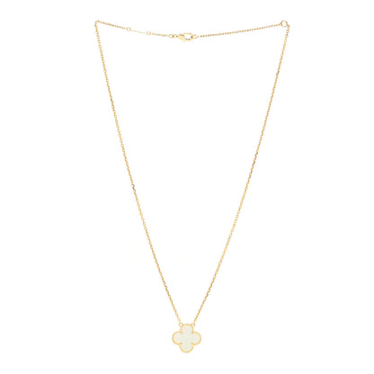 Van Cleef & Arpels 18K Yellow Gold Mother of Pearl Vintage Alhambra Pendant Necklace 3 of 5