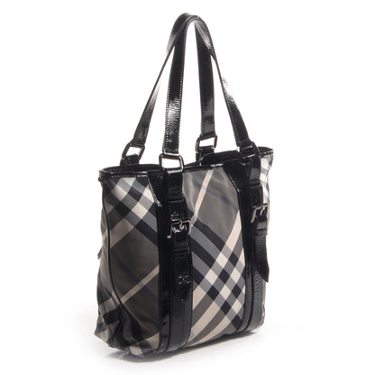 Burberry Nylon Beat Check Medium Victoria Tote Black 3 of 10