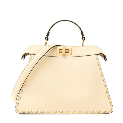 Fendi Vitello King Camoscio Metal Stitch Peekaboo I SEE U Satchel Pergamena 1 of 13