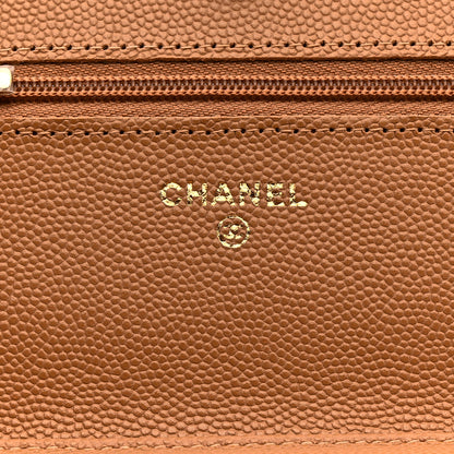 Chanel Caviar Quilted Wallet on Chain WOC Dark Beige 6 of 13