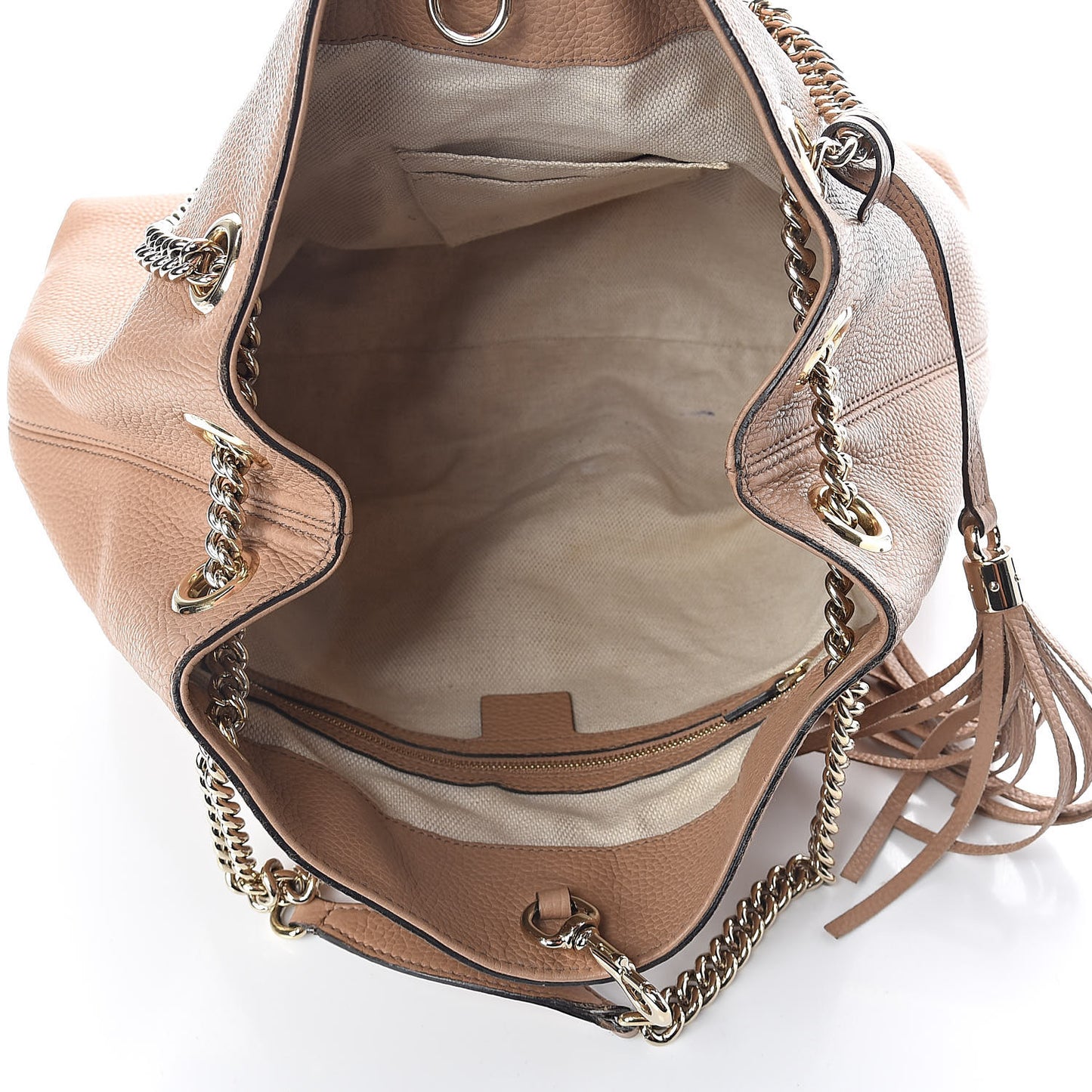 Pebbled Calfskin Medium Soho Chain Shoulder Bag Rose Beige