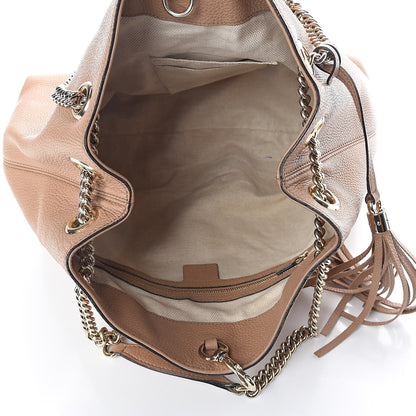 Gucci Pebbled Calfskin Medium Soho Chain Shoulder Bag Rose Beige 5 of 10