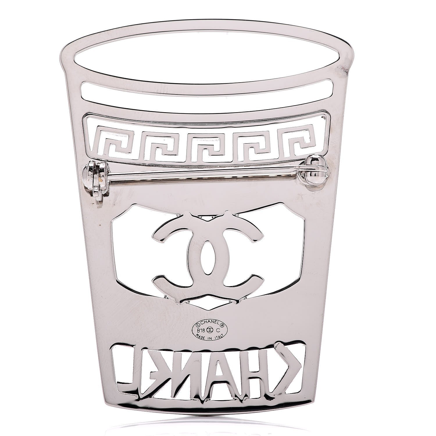 Chanel Crystal CC Greek Cup Brooch Silver Blue 4 of 7