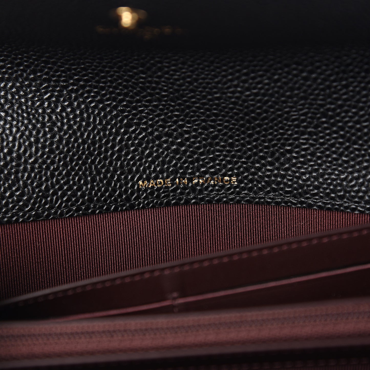 Caviar Quilted Large Gusset Flap Wallet Black