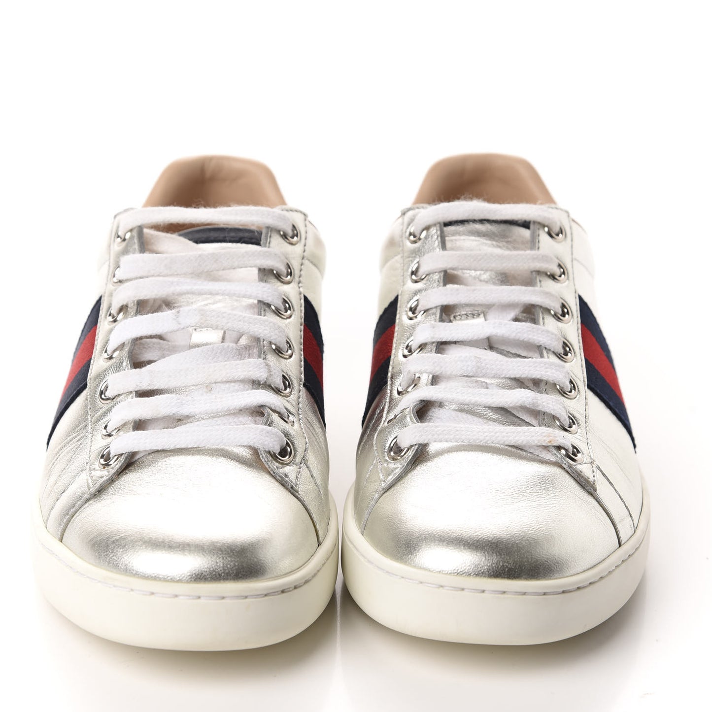 Metallic Nappa Silk Ayers Web Womens Ace Sneakers 37 Silver