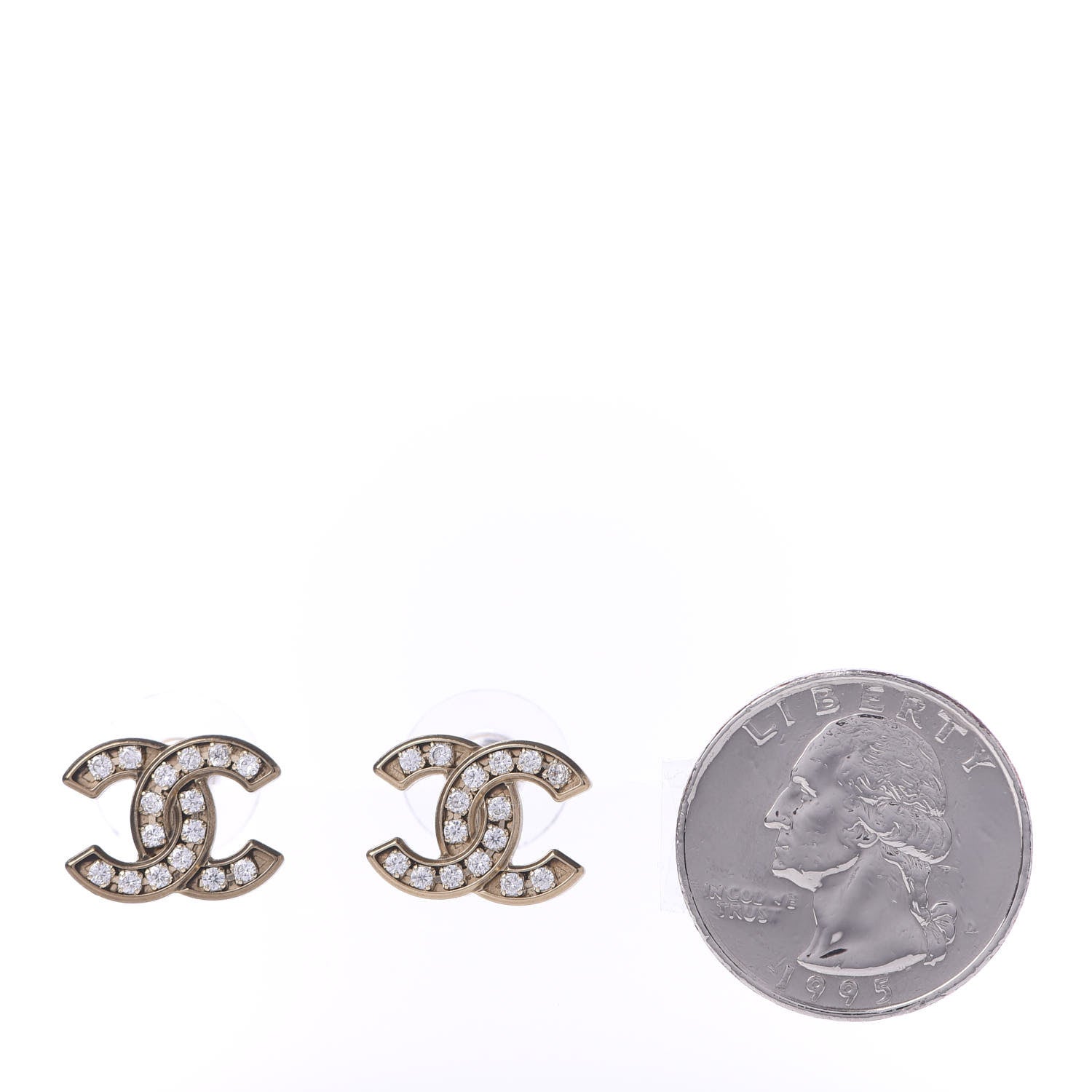 Chanel Crystal CC Earrings Gold 2 of 6