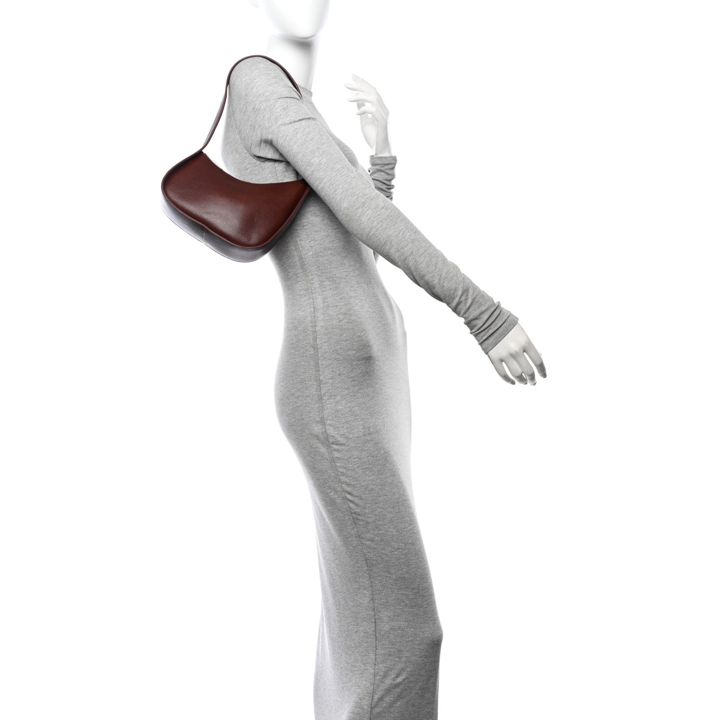 Grained Calfskin Half Moon Shoulder Bag Raisin