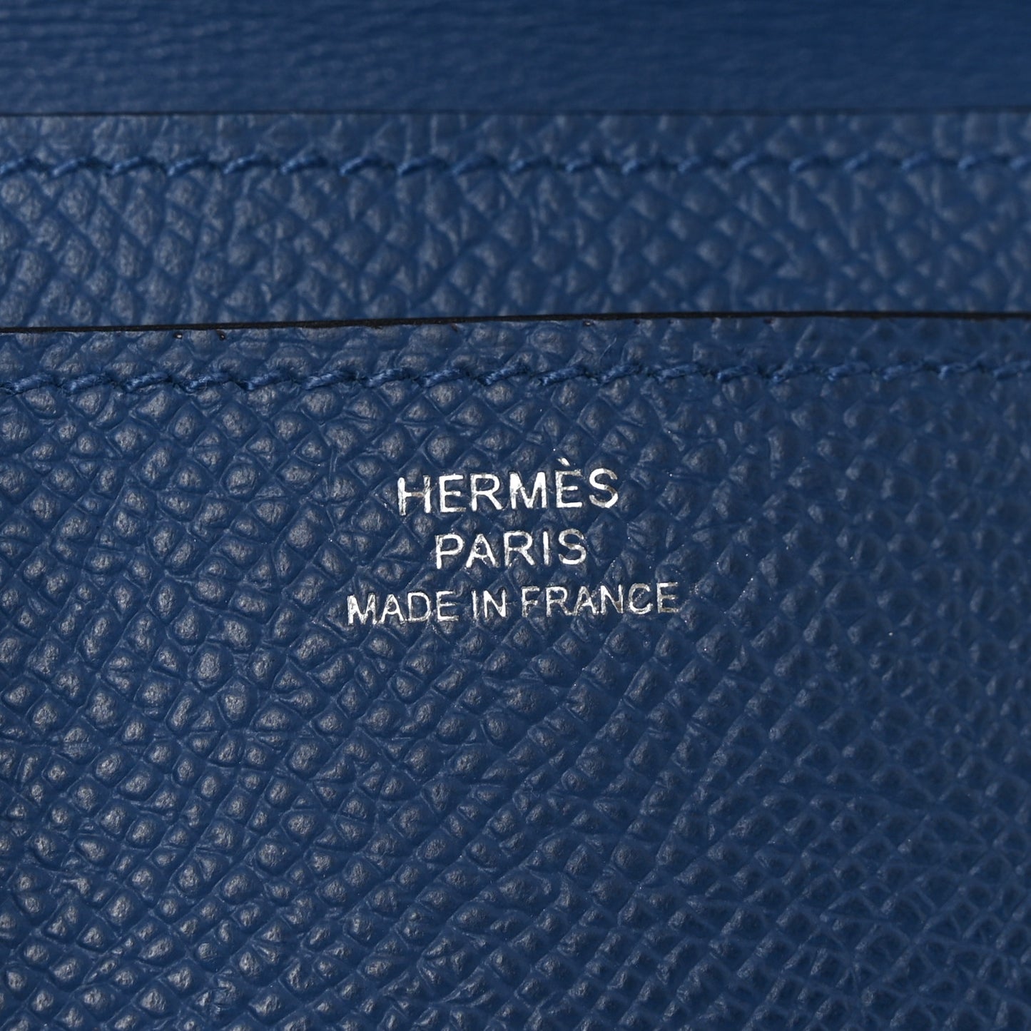 Epsom Hermesnap Card Holder Bleu Tie
