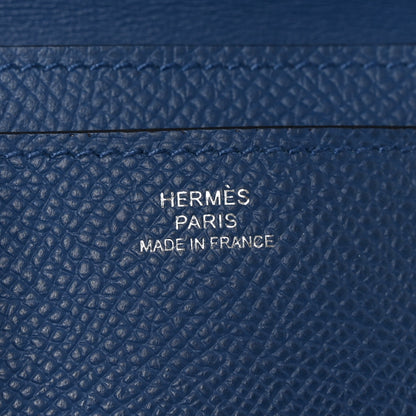Hermes Epsom Hermesnap Card Holder Bleu Tie 6 of 7