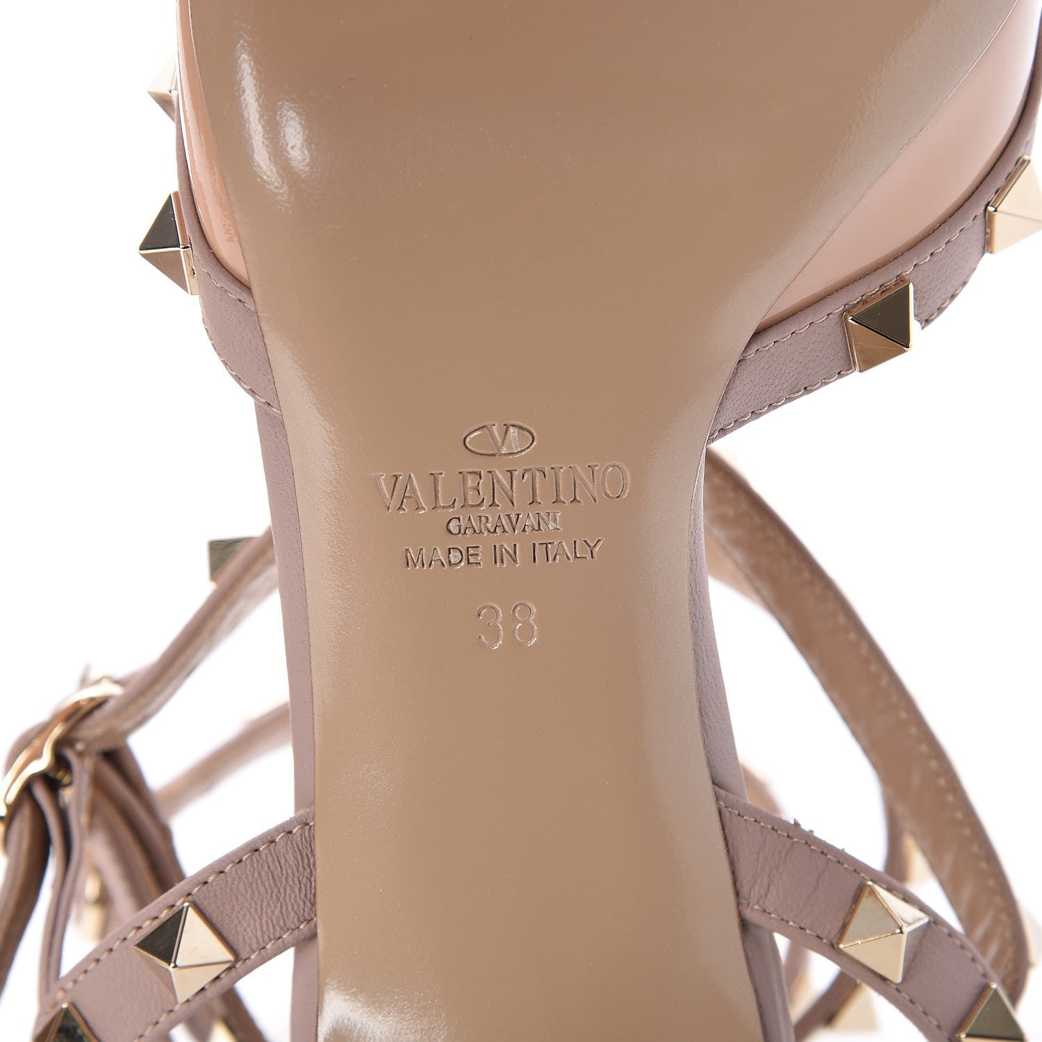 Valentino Garavani Patent Rockstud Ankle Strap 65mm Pumps 38 Skin Sorbet Poudre 6 of 8