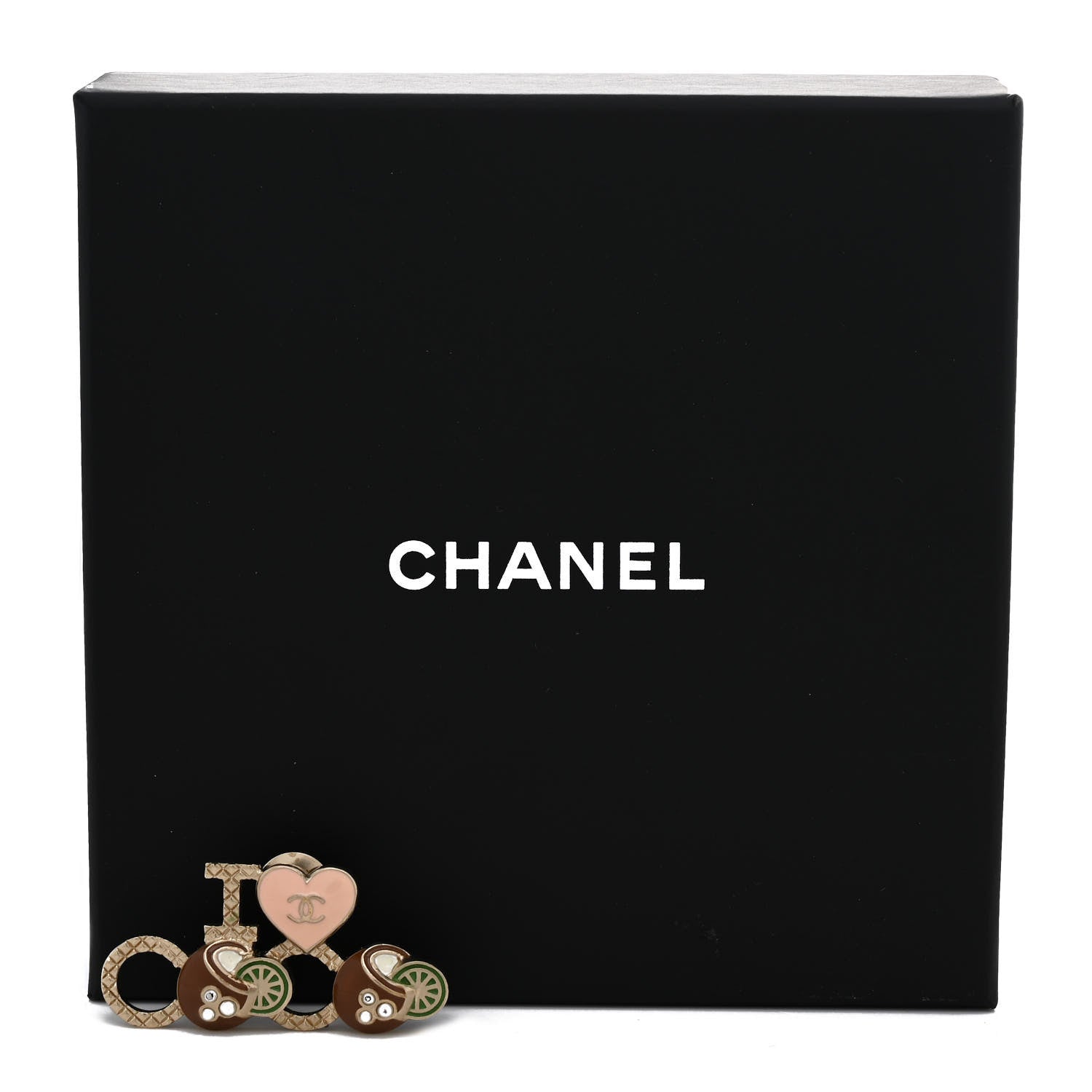 Chanel Metal Resin Pearl I Love Coco Brooch Gold Brown Pink 4 of 4