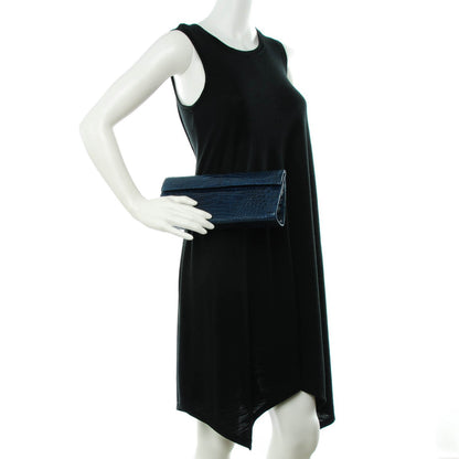 Nancy Gonzalez Glossy Crocodile Foldover Clutch Blue 2 of 7