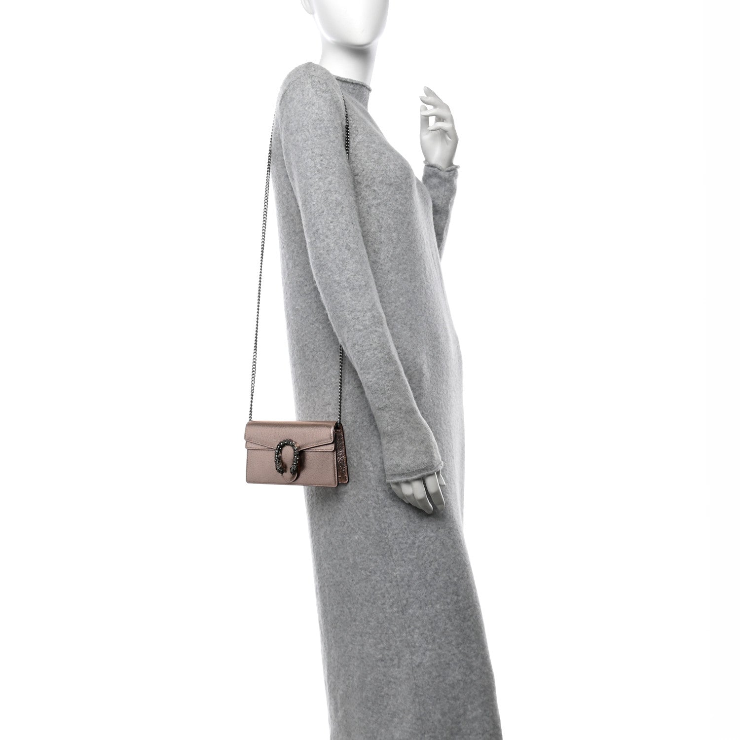 Gucci Metallic Calfskin Super Mini Dionysus Shoulder Bag Rose Gold 2 of 12