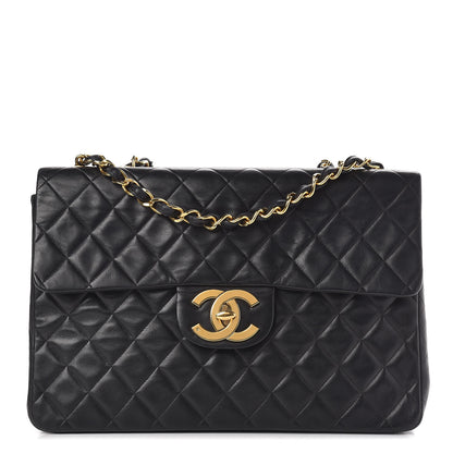 Chanel Lambskin Quilted XL Jumbo Single Flap Black 1 of 15