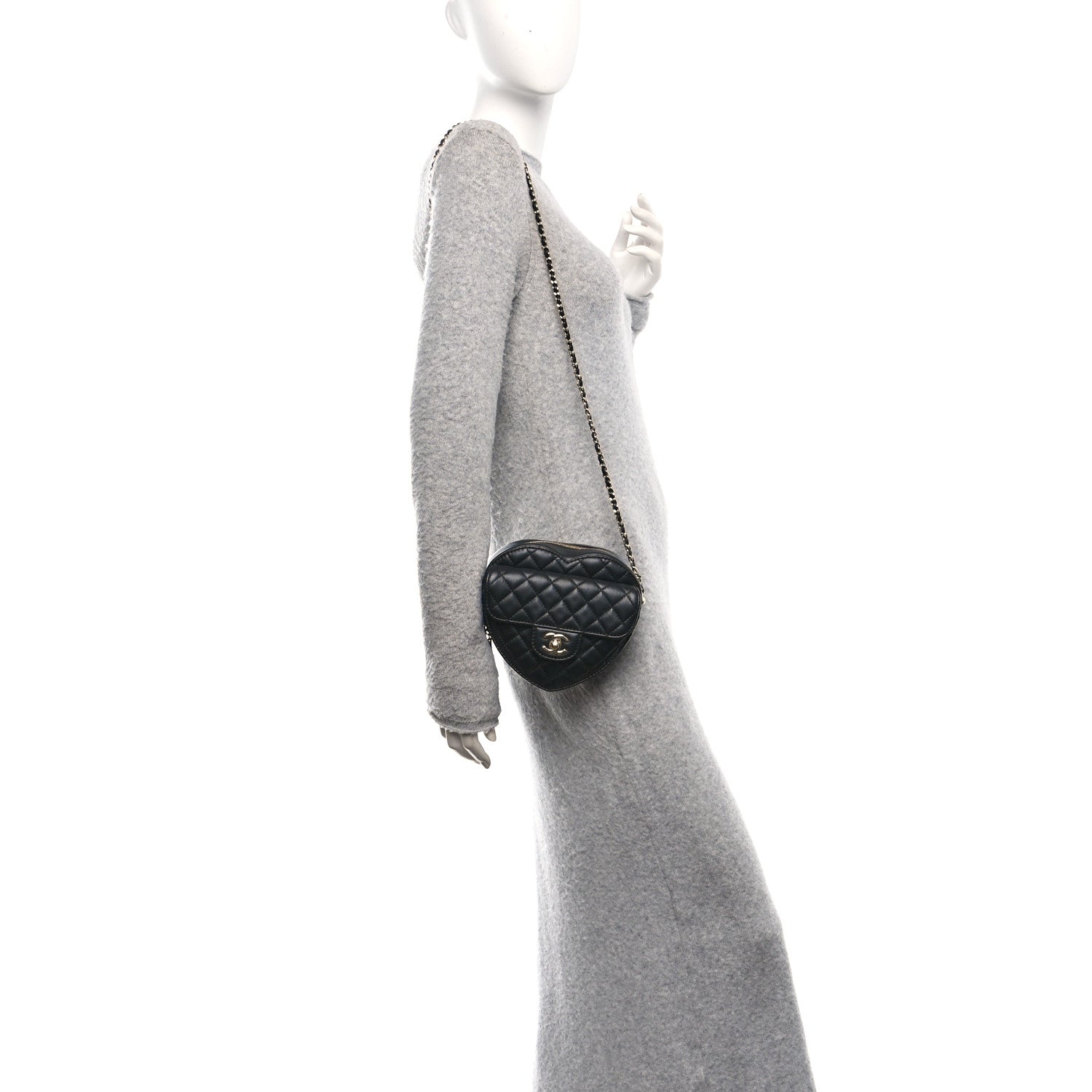Chanel Lambskin Quilted CC In Love Heart Bag Black 3 of 10