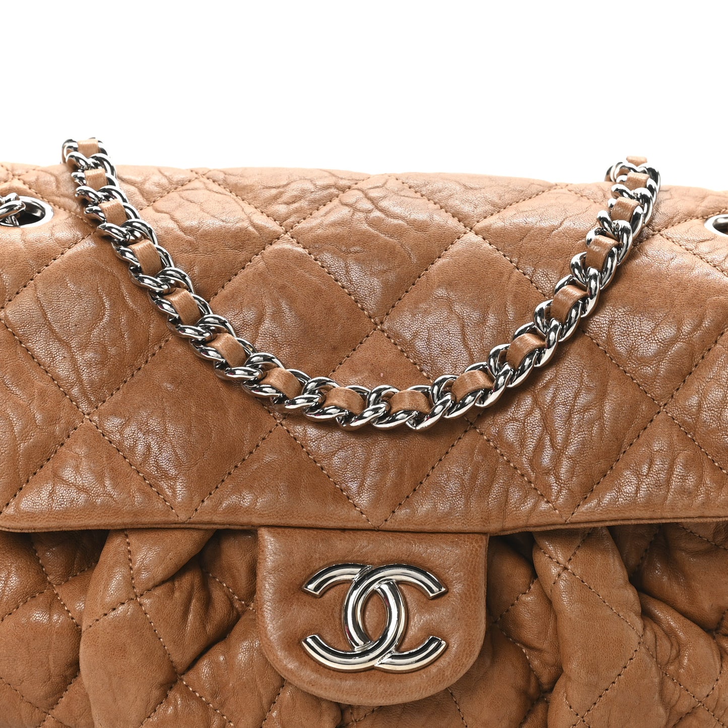 Washed Lambskin Medium Chain Around Messenger Brown